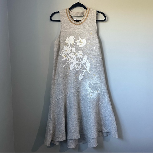 AnthropologieGray Knitted and Knotted Drop Waist Short Casual Dress size small - Picture 4 of 12